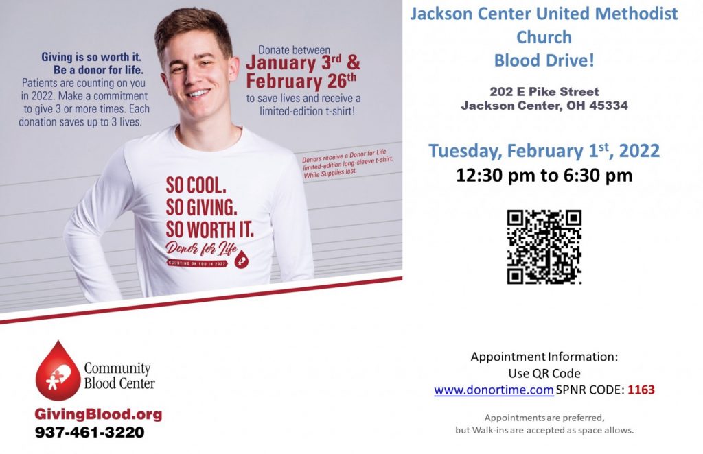 Feb 1. Jackson Center United Methodist Church
